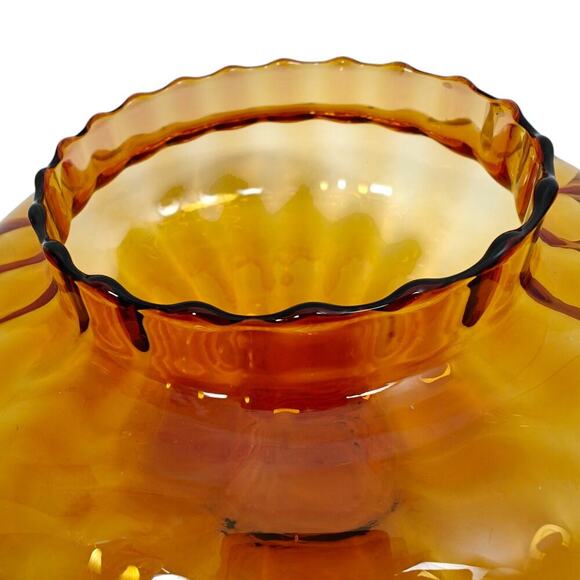 Vintage Empoli Italy Circus Tent Amber Glass Lidded Candy Dish Jar 1960s MCM - Picture 3 of 11